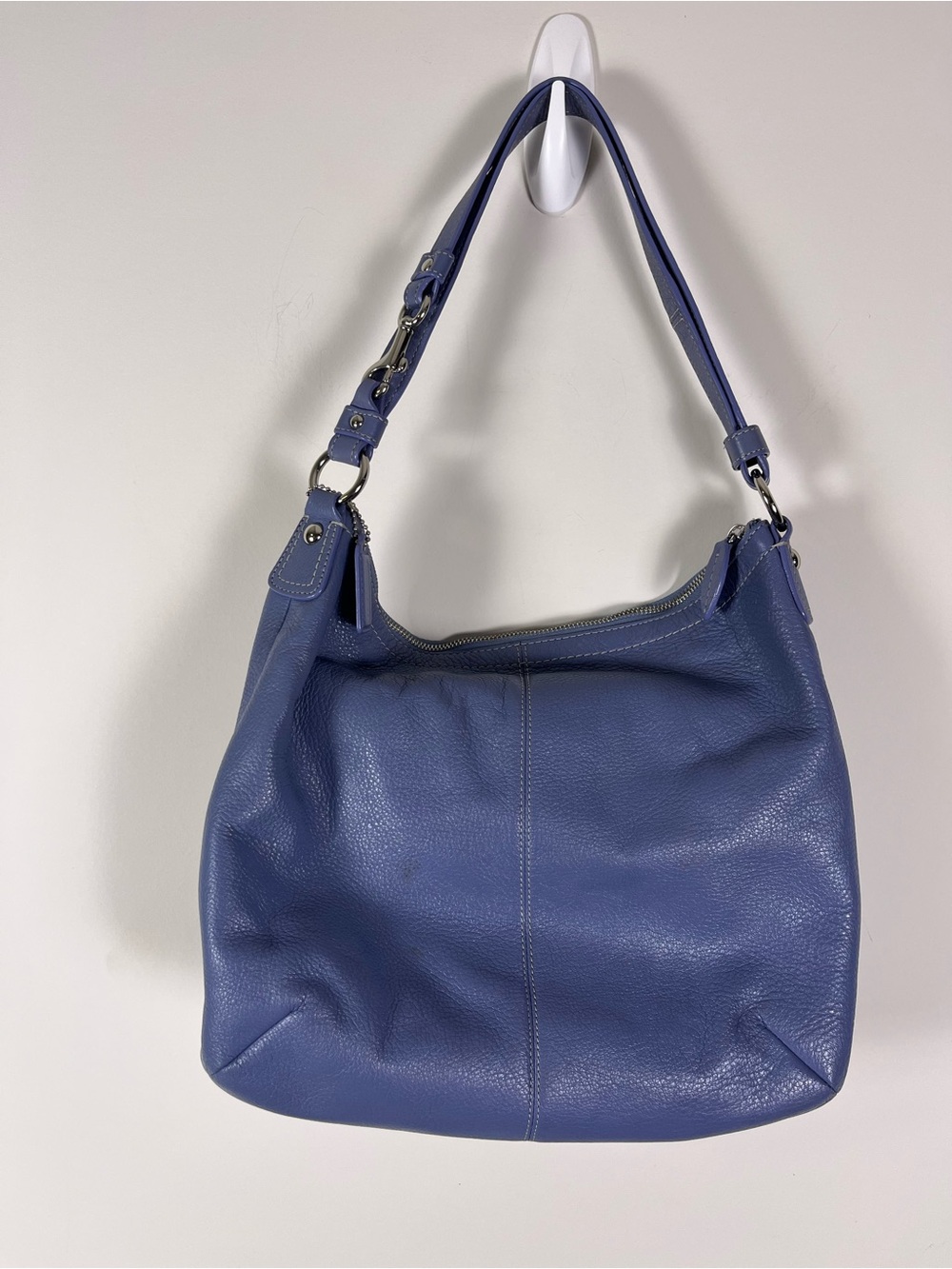 Coach Penelope Convertible Leather Shoulder Bag Cornflower Keychain Hobo - Picture 4 of 14